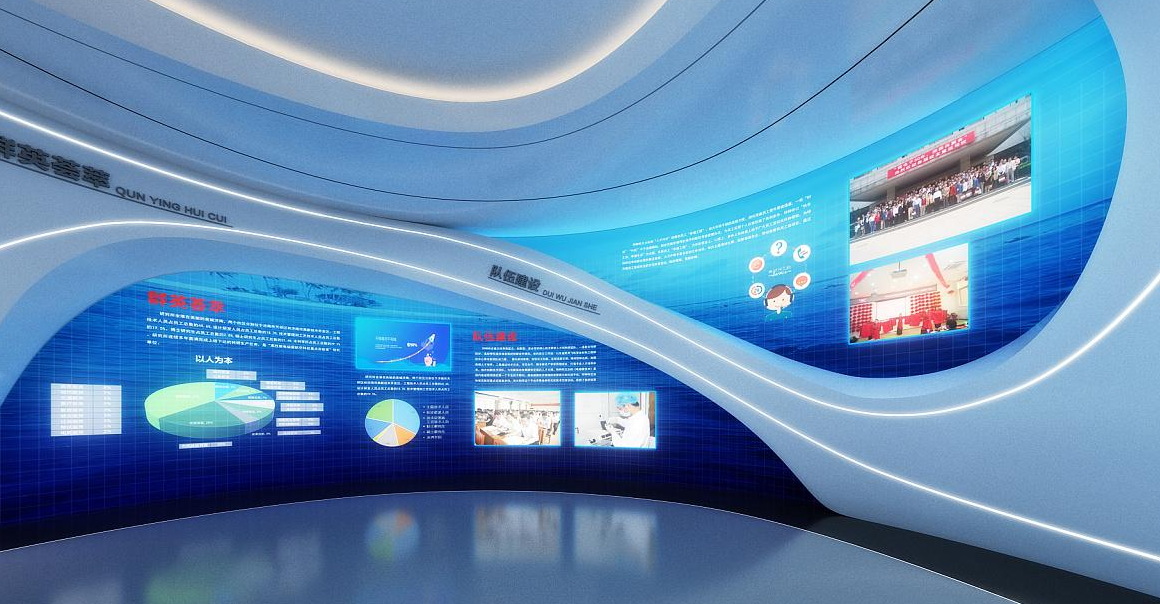 设计独特的展馆空间,各个展区各有特色方法:常规、圆弧以及其他